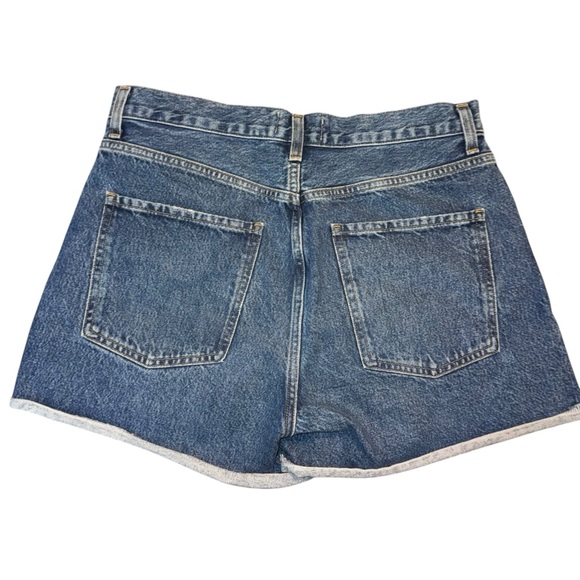 Agolde Dee high rise denim Jean Shorts rolled raw hem size 30 90’s vintage wash - Picture 7 of 13